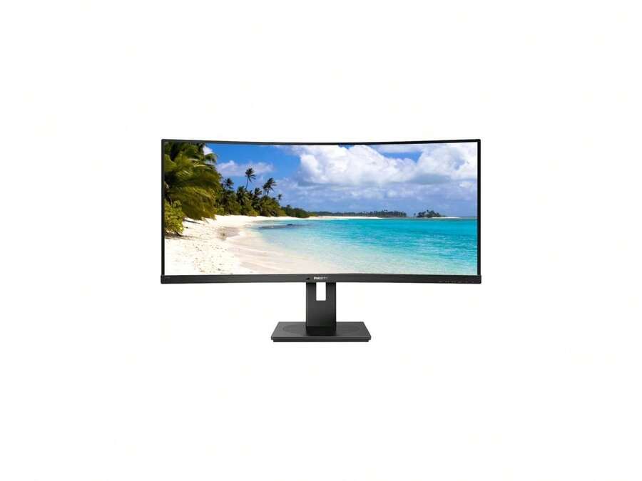 PHILIPS 346B1C UltraWide 34" Curved Monitor, UltraWide QHD 2K, USB-C And Built-In KVM Switch, 119% SRGB, USB-PD 90W, Height Adjustable, PowerSensor, 4Yr Advance Replacement Warranty - 美規B型插(110-127V) - 查看 1