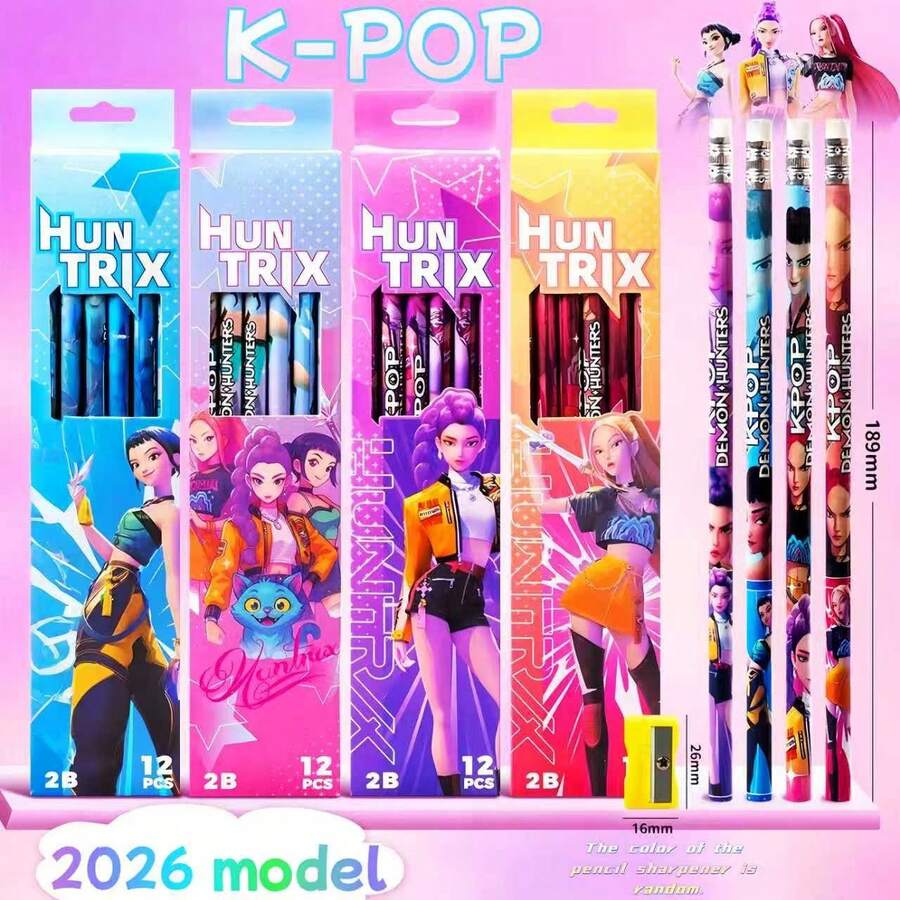 DOBBLE Bộ 12 bút chì 2B chất lượng cao, thiết kế hoạt hình dễ thương, dụng cụ viết và vẽ thiết thực, đồ dùng học tập đa năng và quà tặng ngày lễ, quà tặng cần thiết cho học sinh chuẩn bị năm học mới [Giao hàng ngẫu nhiên] - Nhiều màu - Xem 1