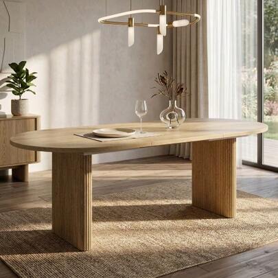 Extendable Dining Table 140/200 * 90 Cm, Suitable For 6-8 People, Dining Table With Rounded Corners, Thickened Tabletop, Extendable Dining Table In A Simple Style, Oak Color