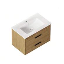75cm Bathroom Cabinet In Light Oak With Ample Storage Space – 2 Drawers - Unta - View 7