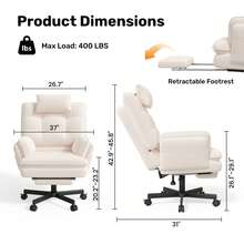 Nalupatio Criss Cross Office Chair With Flip-Up Armrests And Headrest, 135° Reclining Swivel Velvet Criss Cross Chair With Wheels & Foot Rest, Big And Tall Cloud Cross Legged Office Chair For Home,Beige - 米色 - 查看 4