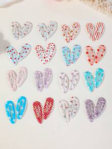 20pcs Colorful Dopamine Drip Oil Glossy Water Drop Rabbit Print Hair Clips, Minimalist Cute Princess Style Hair Accessories, Suitable For Daily Use - Multicolor - View 3
