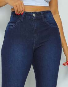 Biotipo Flare Jeans For Petite Women, Petite Style, Biotype Top Jeans, Button, Pocket, Travel, Office, Vacation, Diary, Birthday Party, Airport Clothes, Spring, Summer, Winter, Autumn - Màu xanh lam - Xem 7