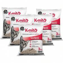K-mita Premium - Arena para Gato en Pellets, 100% Natural – Biodegradable – Rinde 5 Veces Más - Cero Olores - Cero Polvo - Ulta Absorbente (6 kg) - 2 Bolsas de 3 kg - 15 KG - Ver 2