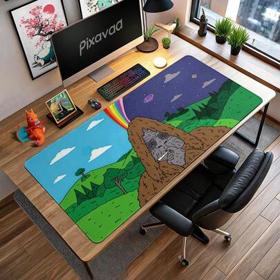 1pc Extra Large Durable Mouse Pad, Fantasy Pattern Design, Office Small Mouse Pad, Suitable For Laptop Keyboard, Study Desk Mat, Precision Stitched Edges, Rubber Non-Slip Back, Multiple Sizes Available, Suitable For Home, Office, Gaming Room, Dormitory