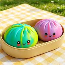 1PCS/3PCS Glitter Dumpling Squishies Toy, 10 Colors Kawaii Squishy Stress Balls For Adults, Slow Rising Sensory Fidget Pack, Anxiety Relief Hand Squeeze Dough With Food Steamer, Perfect Christmas Gift & Party Favors - 彩色 - 查看 6