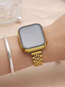 Dây đeo đồng hồ kim loại siêu mỏng 14mm, 7 hạt, có thể điều chỉnh, tương thích với Apple Watch Ultra 3/2/1 SE S11/S10/S9/S8/S7/S6/S5/S4/S3/S2/S1 Series 38mm/40mm/41mm/42mm/44mm/45mm/46mm/49mm, màu vàng dành cho nữ, phù hợp với ốp bảo vệ đồng hồ, phụ kiện đồng hồ thông minh. - Vàng - Xem 3