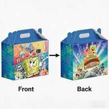 SpongeBob SquarePants 2pcs/Set Cute Cartoon Theme Party Gift Boxes - Creative Paper Gift Bags Storage Boxes, Food Gift Boxes, Ideal For Gifting To Friends, Family, Parties - MultiWarna - View 3