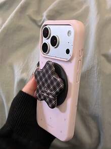 極簡 Ins 風格格子星星磁吸手機支架，適用於 Apple 17 Pro Max 手機殼 17 女款新款 16 高級 15 薄膜硬殼 17 Pro 防摔 16 Pro 保護殼 18 小眾 18 Pro Max - 粉色 - 查看 3