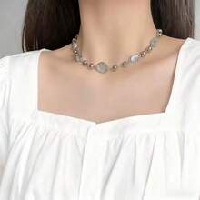 1 chiếc vòng cổ choker thiết kế độc đáo, thanh lịch, kiểu dây chuyền xương đòn, quà tặng dự tiệc cho phụ nữ. - Bạc - Xem 6