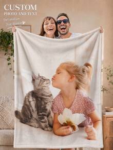 One Custom Photo Blanket, Personalized Photo Blanket, Family Photo, Pet Photo, Couple Photo Customization, Mother's Day, Father's Day, Gift For Mom/Dad, Holiday Blanket, Valentine's Day, Easter, April Fool's Day, Back-To-School Gift, Office Nap Blanket, Private Customized Blanket, Blanket Gift. ,For Family - Multicolor - View 12