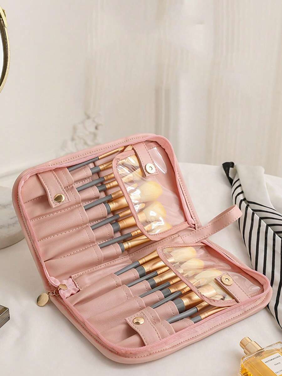 Large Capacity Cosmetic Bag, Portable Makeup Brush Organizer Pouch, Suitable For Makeup Artists And Beauty Tools - Multicolor - View 1