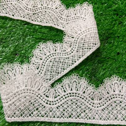 Floral Lace Edge Trim Vintage Lace Ribbon Crochet Polyester Flower Fabric Trimming Scalloped Appilique Ribbons Bulk For Sewing Making Wedding Dress Decor Crafts DIY Accessories