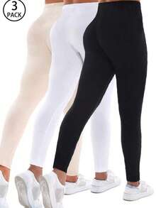 Bộ 3 món quần legging nữ màu đen, quần thể thao bó sát màu trắng, quần nỉ mềm mại, thích hợp cho các hoạt động ngoài trời, leo núi, du lịch, đi biển, mua sắm, tập squat, yoga, quần lửng kaki. - Nhiều màu - Xem 5