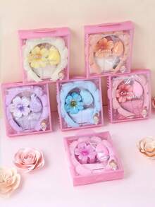 5pcs Girls Hair Accessories Set, Autumn/Winter Sponge Cloud Headband, Makeup Headwrap, Versatile Hair Clips Gift Box, Suitable For Daily Use - Multicolor - View 1