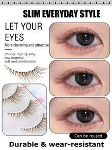 5 Pairs Brown Fox-Inspired Winged Eyelashes, Elongating, Natural, Soft, Fluffy, Lightweight, Suitable For Dates And Everyday Makeup - View 5