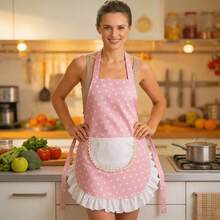 23.6inch*26inch Women's Kitchen Apron With Pockets, Women's Cooking Apron, Retro Apron For Baking Gardening, Christmas Gift - A - View 3