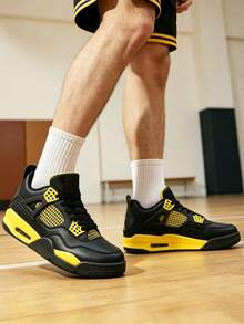 Premium Leather & Mesh Basketball Sneakers, Color-Blocked Design, Reinforced Stitching + Comfort Insoles, Dual-Use For Casual Wear & Training - Thor - View 3