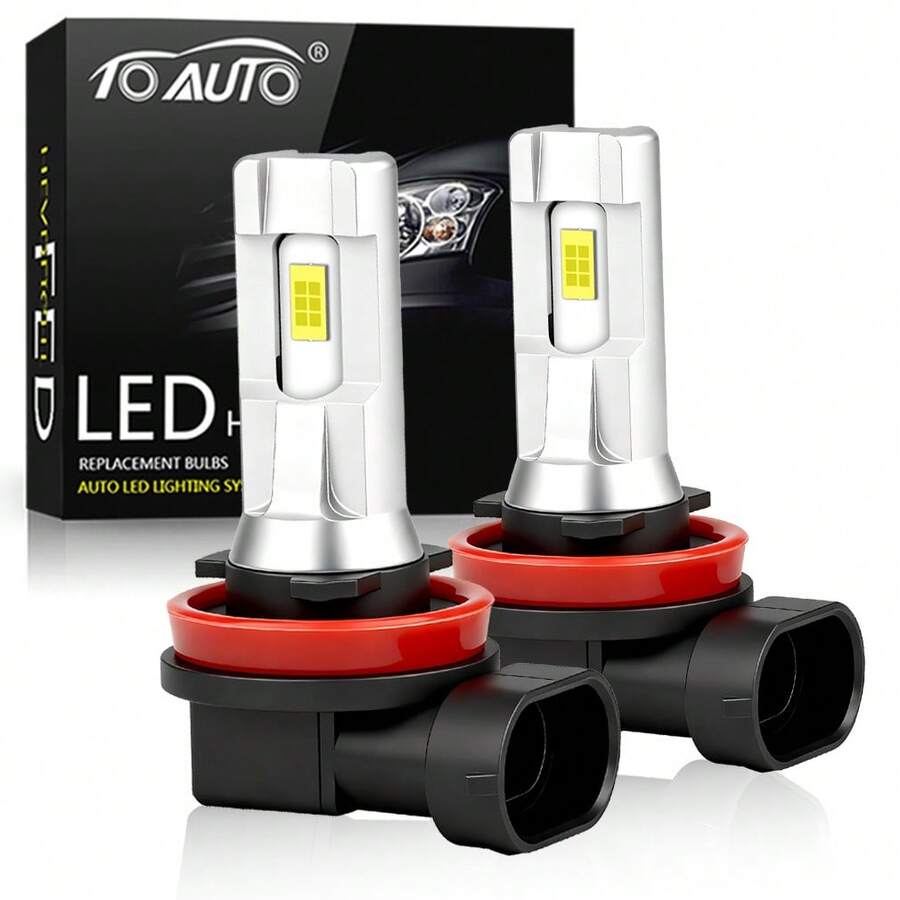 TOAUTO 2 bóng đèn LED H11 9005 HB3 9006 HB4 cho đèn pha, đèn sương mù, đèn siêu sáng công suất cao màu trắng - A - Xem 1