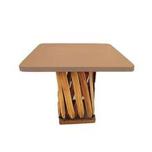 Mesa Equipal Cuadrada Ideal para tu Hogar, Comedor, Sala, Bar, Restaurante, Playa, Jardin de piel%100 por Equipales San Jose - Rojo - Ver 5