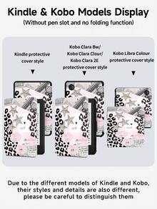 粉色复古报纸豹纹红唇保护套，兼容 iPad Air 8(M4)2026(11 英寸)、Air 4/5 10.9 英寸、7/8/9 代 10.2 英寸，内置笔槽，兼容三星 Tab S6 10.4 英寸，兼容 Kindle 第 11 代 (2022/2024)、Kindle Clara 2E、Clara Colour、Clara BW (6 英寸) 和 Libra Colour (7 英寸)，可爱少女风时尚设计，平板电脑桌面装饰，生日和节日礼物。 - 彩色 - 查看 9