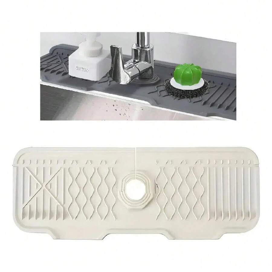 Tapete de Drenaje para Grifo de Fregadero, Antisalpicaduras y Duradero, Accesorio Esencial para Cocina - Blanco - Ver 1