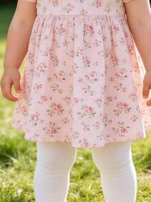 3雙嬰幼兒緊身褲，黑色緊身褲、白色緊身褲、米色緊身褲，可愛蝴蝶結腳部條紋設計網格襪，柔軟舒適日常穿著 - 彩色 - 查看 4