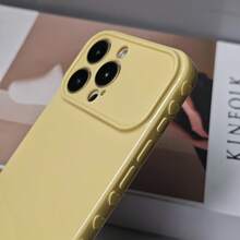 Glossy Macaron Solid Color Phone Case Compatible With IPhone 17, 16, 15, 14, 13, 12, 11 Pro Max Plus, Shockproof Silicone Soft Full Coverage Camera Protective Cover - Yellow - View 4