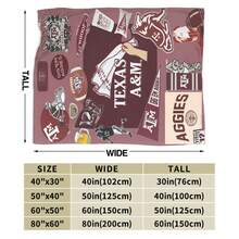 Texas A&M Merch Aggies Throw Blanket Warm Blankets Breathable Air Conditioner Blanket For Car Classic Outdoor Blankets For Picnic For All Season - màu đen - Xem 8