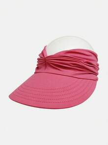 1顶/2顶装褶皱宽檐遮阳帽，高弹冰丝透气面料，带马尾辫孔，跑步防晒帽，多种颜色可选，适合沙滩、旅行 - 褶皺空頂帽 - 查看 21