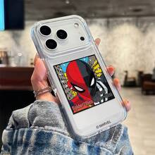 Funda de teléfono transparente con diseño dividido de Spider-Man & Black Spider de Marvel compatible con iPhone 17/17 Pro/17 Pro Max/17 Air/16/15/14/13/12/11/X Serie Funda iPhone 17 Pro Max Funda iPhone 17 Pro Funda iPhone 17 La novia, regalo ideal para fans del anime - transparente - Ver 4