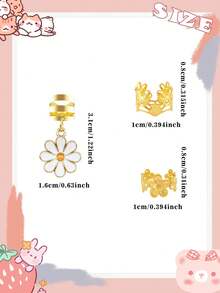 45个白色园艺发圈，带白色雏菊图案 - 可调节优雅发夹，适合女孩编发 - 金色 - 查看 7