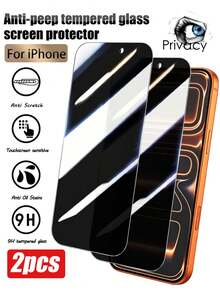 2片装隐私屏幕保护膜，防窥升级边缘保护，防摔防刮，易于安装，无气泡，适用于 17 Pro Max/17 Air/16 Pro Max/16 Plus/15 Pro Max/14/13/12/11/XS/XR系列。 - 黑色 - 查看 8