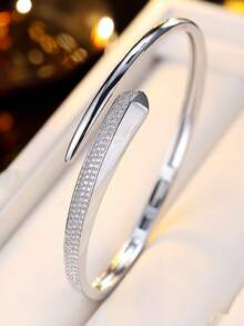1pc French Luxury Criss-Cross Zirconia Bracelet, Unique Creative Design, Versatile Commuter Accessory - Bracelet - View 4