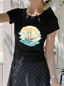 Women T-Shirts - Black - View 2