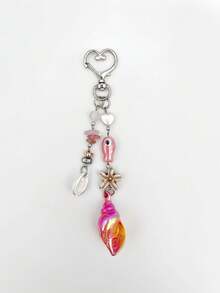 1 Peça Chaveiro Artesanal com Contas, Pingente de Concha, Estrela do Mar e Peixe, Acessório Fofo de Praia para Bolsa/Carro, Presente Ideal para Amigos, Família, Feriados, Dia das Mães, Dia dos Namorados, Formatura, Dia do Professor - Multicolorido - Visão 15