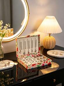 1pc Chinese Style Jewelry Storage Box, Jewelry Organizer Box, Earring & Jewelry Box, Vanity Organizer, Home Storage & Organization, Bedroom Decor, Perfect Gift For Women, Elegant Jewelry Box For Earrings, Necklaces, Bracelets, Rings - Multicolor - View 4