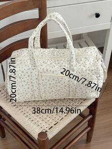 (38*20*20cm) Túi tote chần bông họa tiết hoa, túi xách tay và túi đeo vai nhẹ, túi đựng đồ đi bệnh viện cho bà mẹ mang thai - Nhiều màu - Xem 12