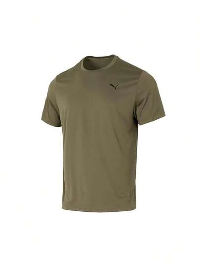 Puma Áo thun và áo ba lỗ thể thao nam M-TAD-ESSENTIALS-SOLID-CAT-TEE-(LC-small-cat) Mùa hè 2026 Mới Áo thun ngắn tay thoáng khí màu xanh quân đội dành cho nam, thích hợp tập thể dục, chạy bộ 525908-81