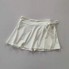 Falda deportiva para Yoga, falda de tenis y bádminton, pantalones de medio cuerpo, falda con bolsillo de secado rápido, falda con correa lateral dividida, pantalones para prendas de vestir - BLANCO - Ver 6