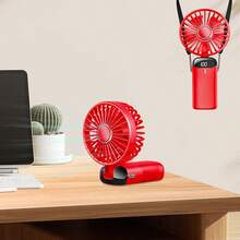 Portable Handheld Electric Fan, Battery Powered, With Stand, 8 Hours Runtime, Digital Display, 5 Speed Levels, 90° Adjustable, Rechargeable Mini Fan For Indoor & Outdoor Use - Multicolor - View 17