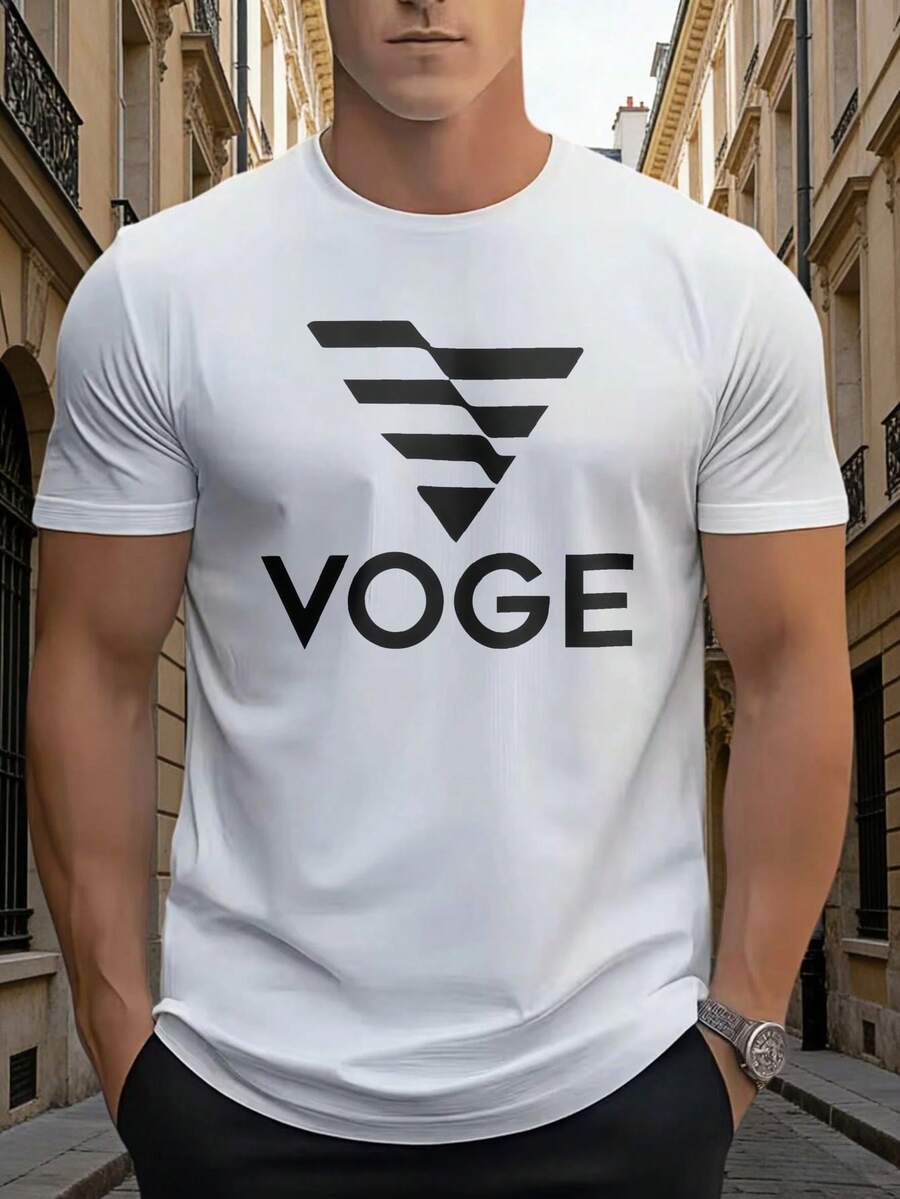 Men's Short-Sleeved T-Shirt With Print And Round Neck Design, Suitable For Everyday Wear In Spring And Summer. - White - View 1