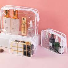 1 pieza Bolsa de almacenamiento de cosméticos portátil para viajes al aire libre, bolsa de almacenamiento multifuncional engrosada, bolsa transparente impermeable - Multicolor - Ver 7