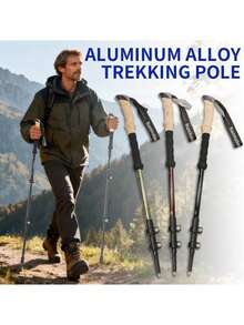 Nordic Style Outdoor Locking Trekking Pole, Durable Adjustable Aluminum Hiking Stick, Unisex Travel Pole, Outdoor Leisure Accessory Equipment Suitable For Hiking, Trekking, Walking, Camping Equipment - Multicolor - View 1