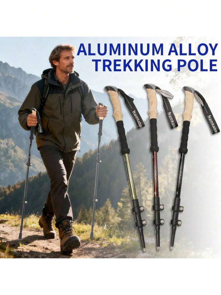 Nordic Style Outdoor Locking Trekking Pole, Durable Adjustable Aluminum Hiking Stick, Unisex Travel Pole, Outdoor Leisure Accessory Equipment Suitable For Hiking, Trekking, Walking, Camping Equipment - Multicolor - View 1