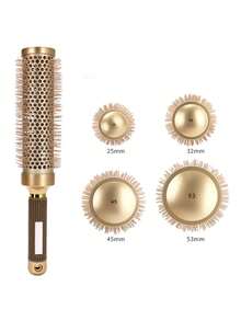 1 cái/4 cái Lược cuốn tóc bằng gốm, Lược cuốn tóc chuyên nghiệp dùng trong salon với lông heo rừng và ống nhôm. - Nhiều màu - Xem 8