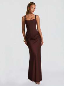 Mingmingxi Vestido largo blanco sexy con corsé, traje de fiesta, vestido de noche para mujer, vestido largo negro para cena, vestido de baile, vestidos elegantes para graduación - Marrón - Ver 4