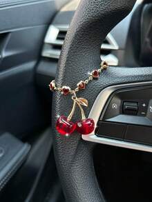 Cherry Car Pendant, Crystal Butterfly Decor Hanging Ornament, High-End Steering Wheel Decoration Accessory - A - View 5