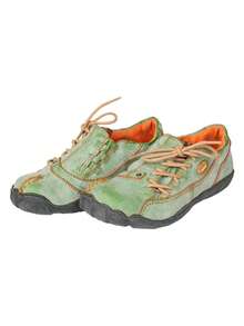1 Pair TMA EYES Solid Color Casual Plus Size Women Sports Shoes, Lace-Up Outdoor Commuting, All Season - Green - View 2