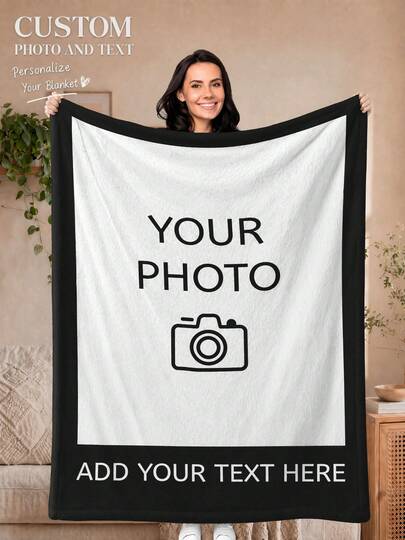 1pc Customized Photo, Personalized Flannel Blanket With Photos And Text, Mother's Day/Father's Day Gift For Mom/Dad, Home Bedding, Customized Picture Blanket, Family Personalized Photo Blanket For Mother's Day, For Birthdays, For Valentine's Day, For Graduation, For Father's Day, For Weddings, For Housewarming, Sofa, Bed, Car, Tea Room, Bedroom, Bathroom, Living Room, Dining Room,Season Picks, Autumn Home Refresh, Scandinavian Cozy Home, Winter Grace,Fall Decor ,Forever Love, Tote Bag